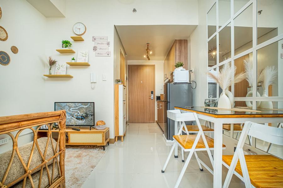 Boho-styled interior in the Makati City condo